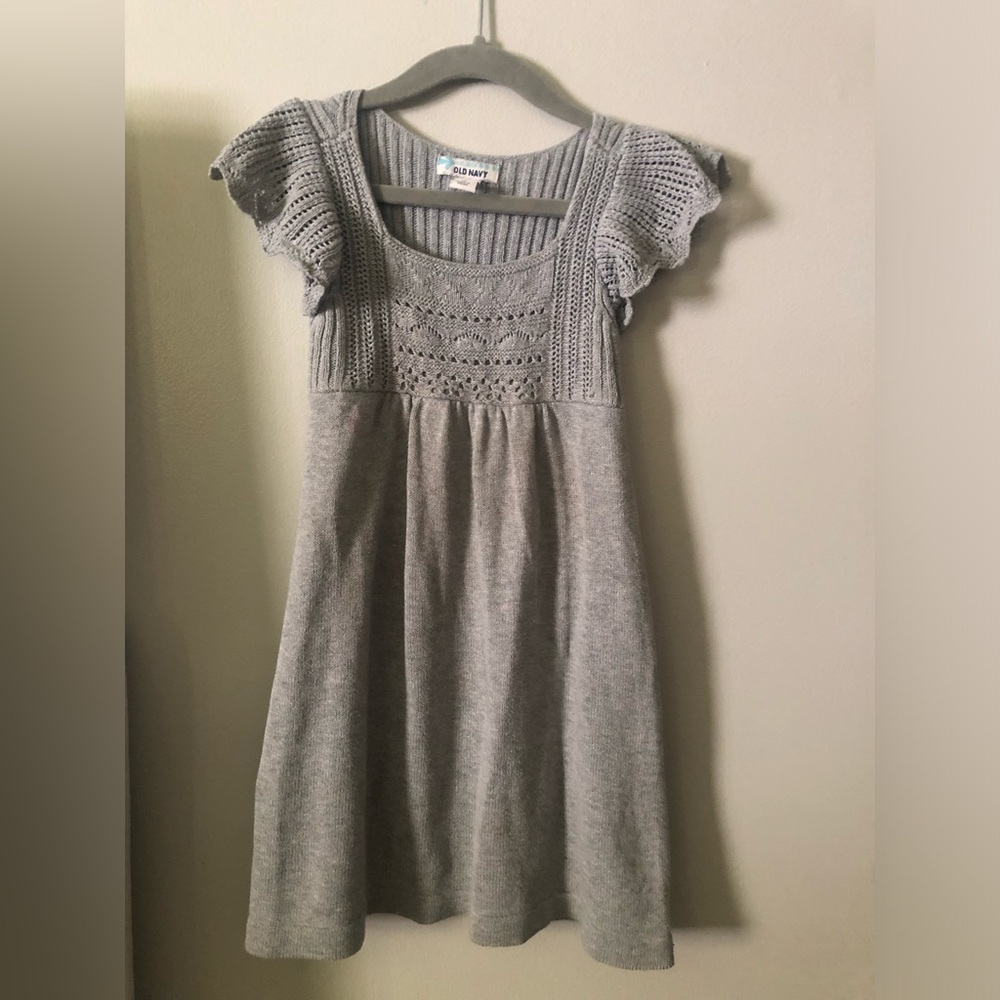 Old Navy Gray Flutter-Sleeve Sweater Dress Girls XS